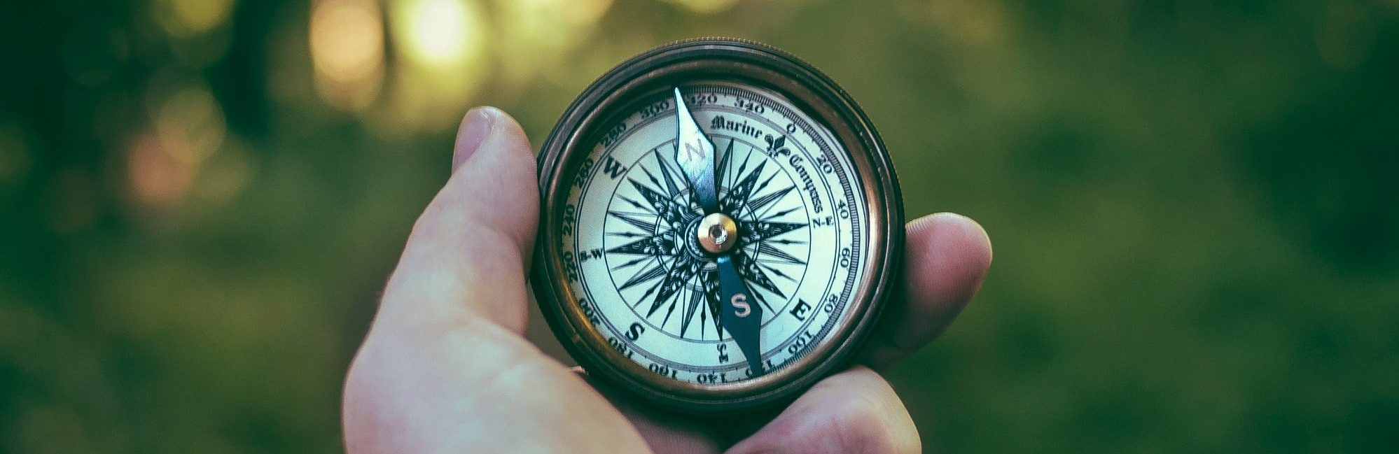 Hand hält Kompass