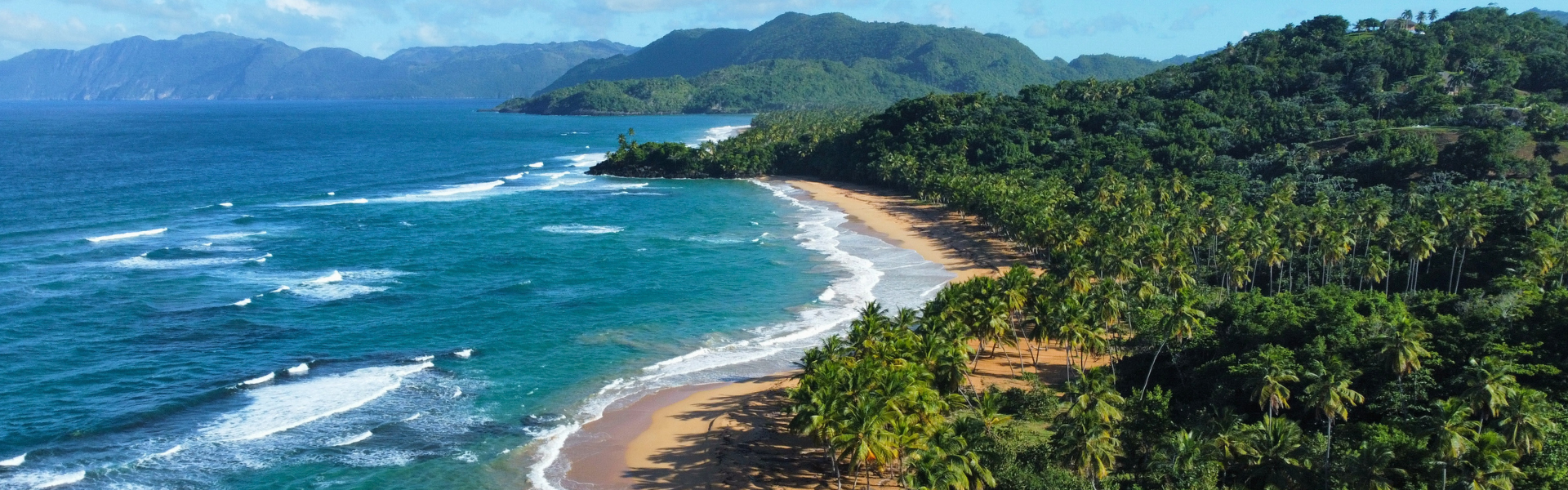 Panorama shot with a pristine tropical coastline.