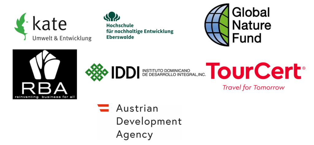 Logo_Transforming Tourism Partner © KATE, TourCert, HNE Eberswalde, Global Nature Fund, IDDI, Austrian Development Agency, RBA Los logos de las empresas asociadas al proyecto Transforming Tourism