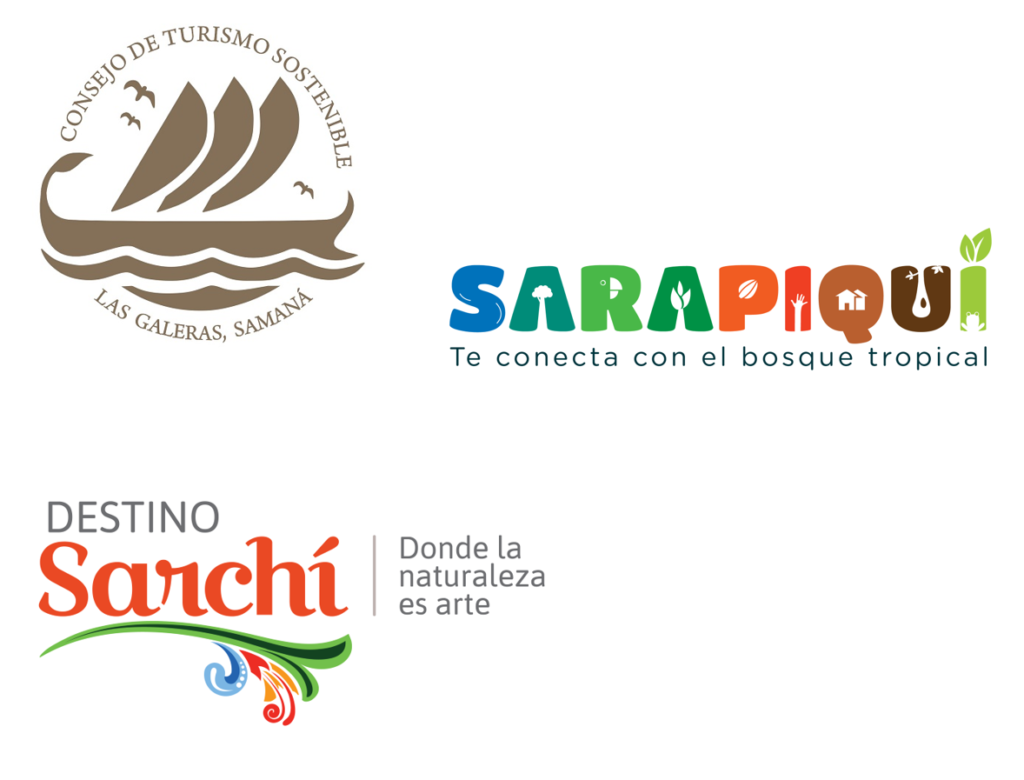 Logos Destinationen © Sarapiquí, Destino Sarchí, Consejo de Turismo Sostenible Las Galeras, Samaná Los destinos asociados Sarchí, Las Galeras y Sarapiquí.